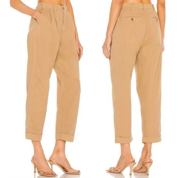 Pistola Kellin Pleated  High Waist Khaki Trouser Ankle Pants $128 Womens Size 29 - Picture 1 of 13